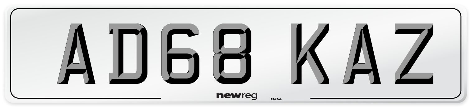 AD68 KAZ Number Plate from New Reg